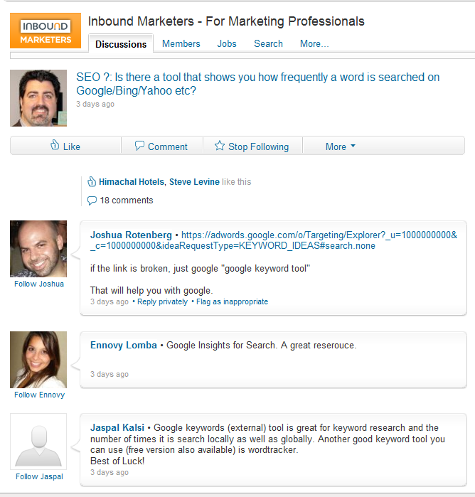 linkedin group responses