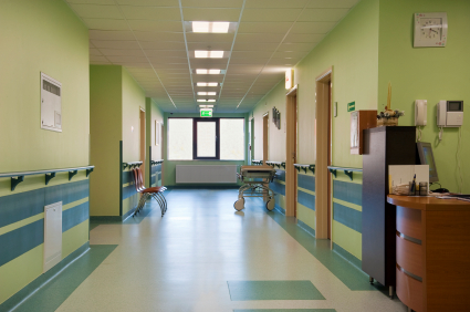 Empty hospital hallway