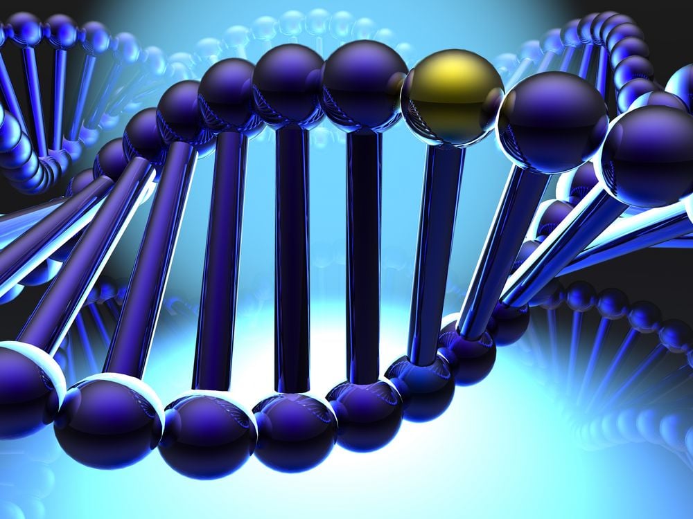 DNA model in purple and blue colors