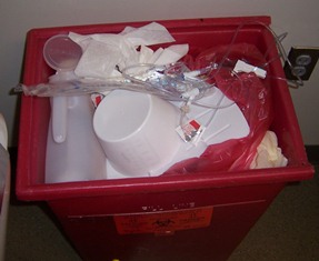 Medical waste container with medical supplies