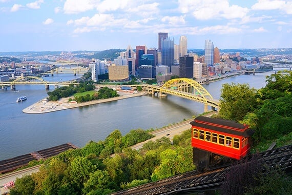 View of Pittsburgh from Hill overlooking water