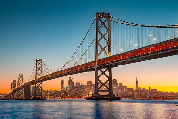 San Francisco bridge at sunrise