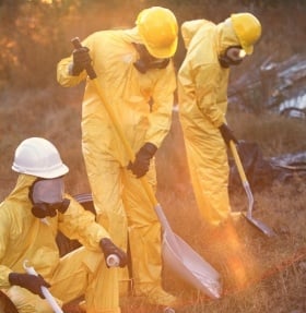 hazmat workers digging environmental preventative maintenance program 