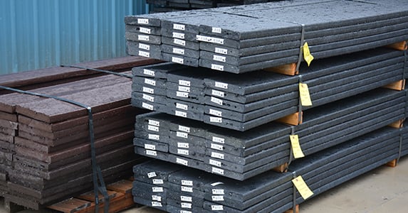 Stacks of plastic lumber