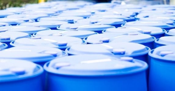 Blue 55 gallon drums 