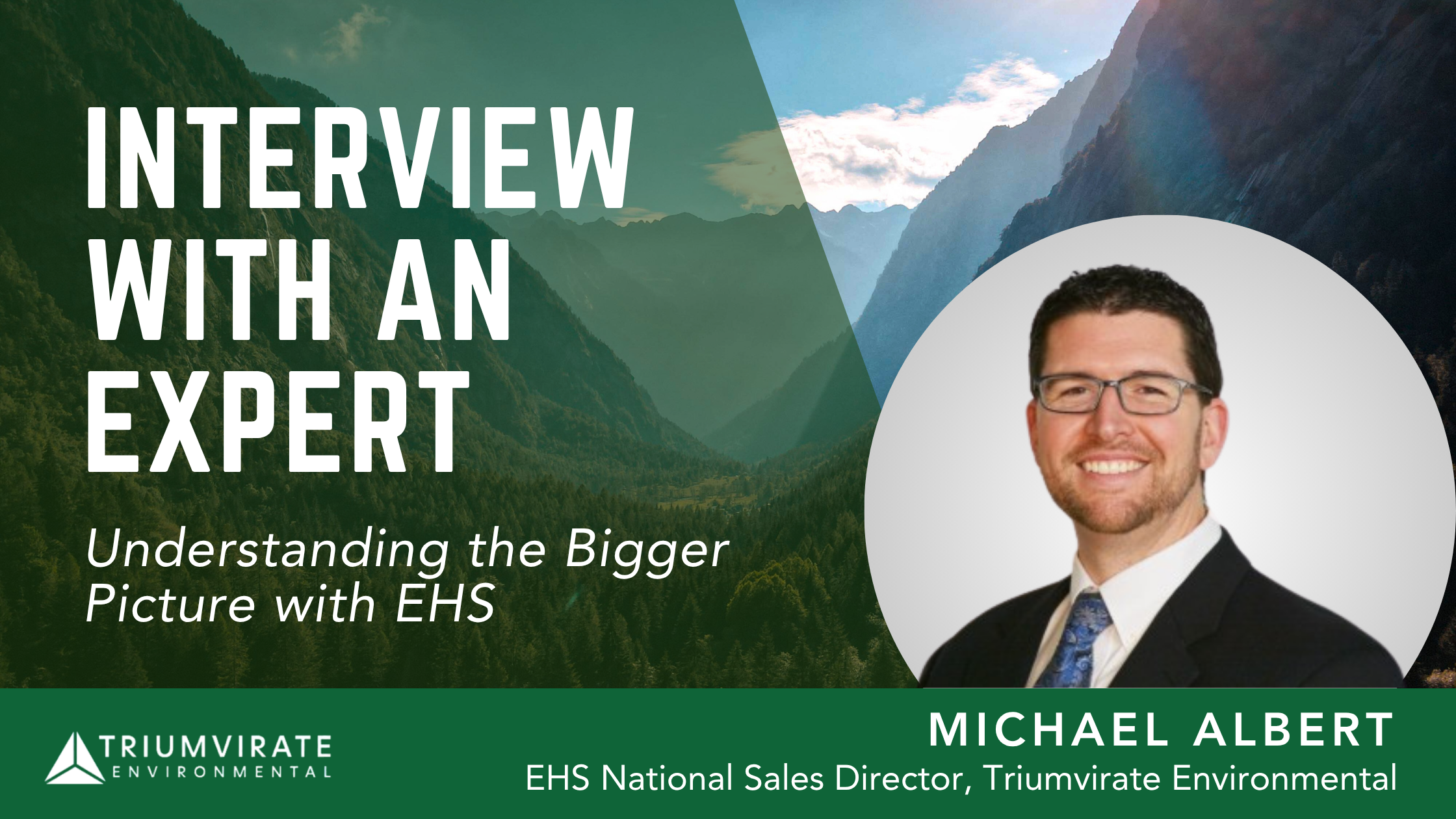 Mike Albert's headshot over mountains in the background. 