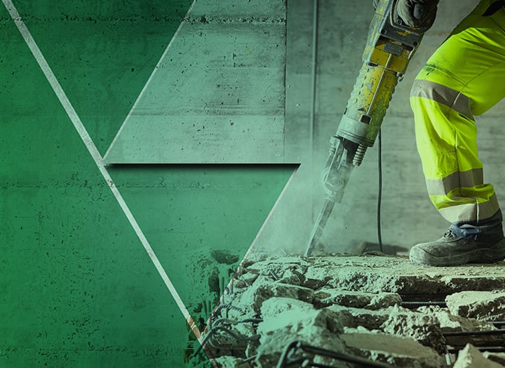 An ergonomic assessment helps a worker safely use a jackhammer.