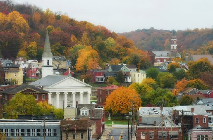 An aerial look of scenic downtown Glen Burnie, Maryalnd