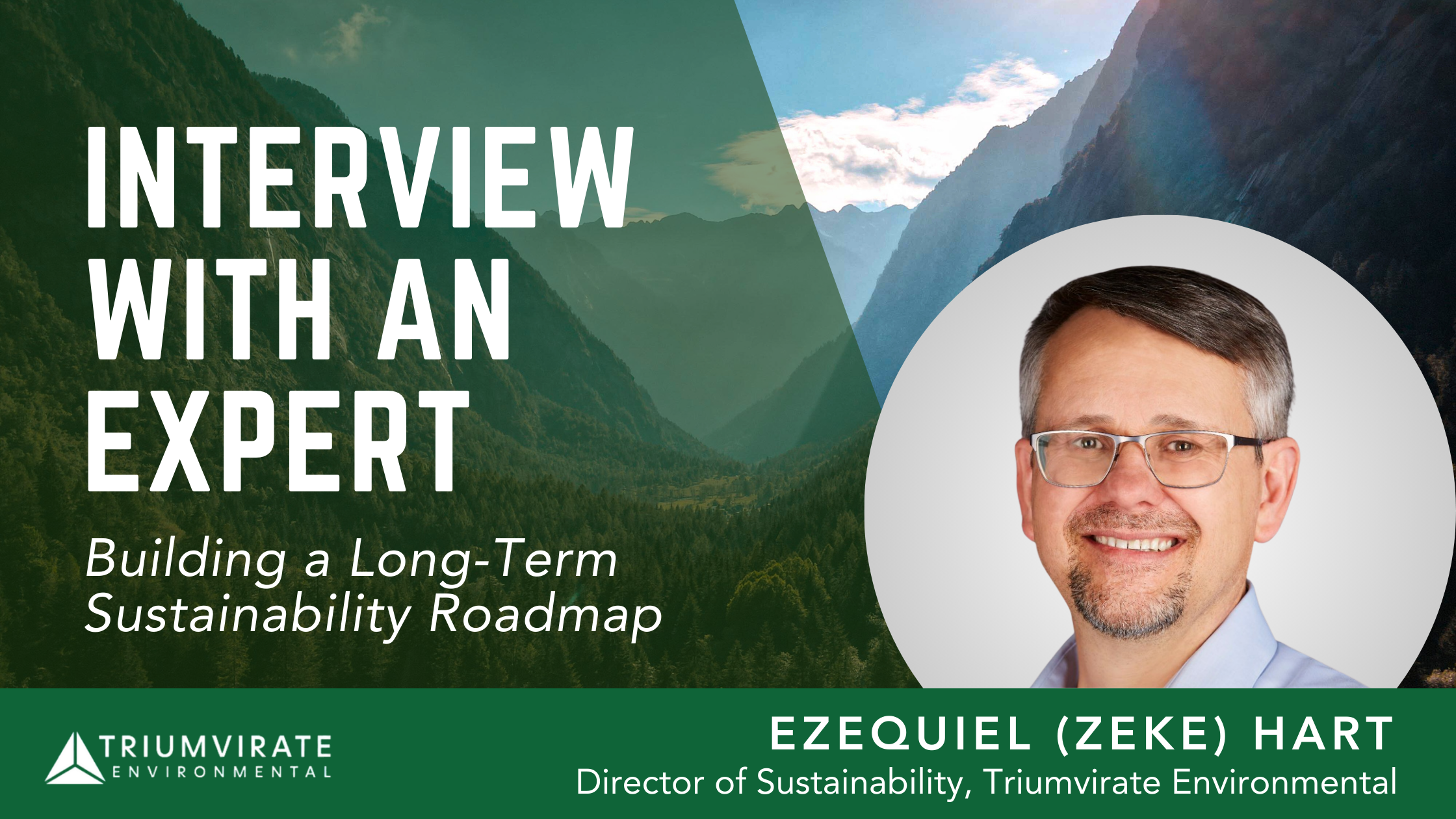 Mountains in the background with Zeke Hart's headshot called out. Title to the left.